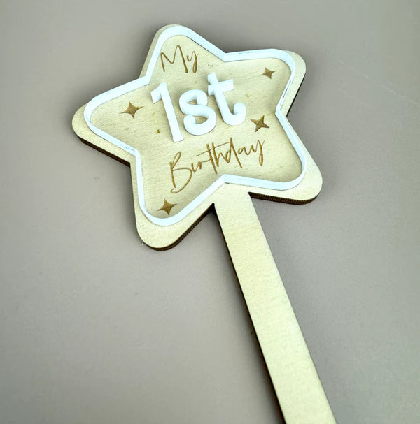 1st Birthday Timber Star Wand