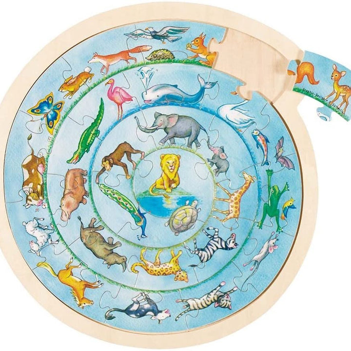 Wooden Goki Animal Circle Puzzle 27 Pieces