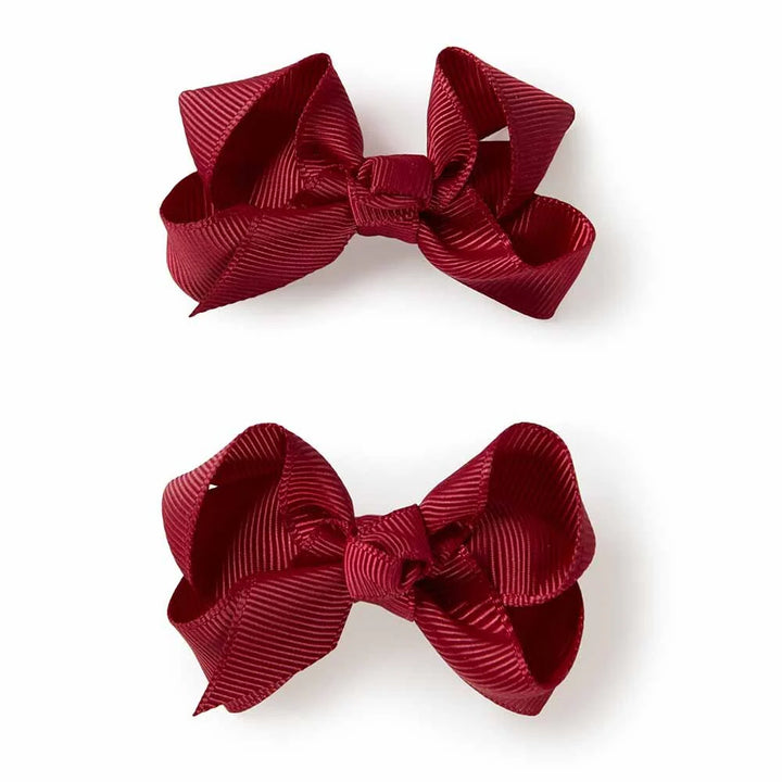 Snuggle Hunny Piggy Tail Hair Clips Pair - Burgundy