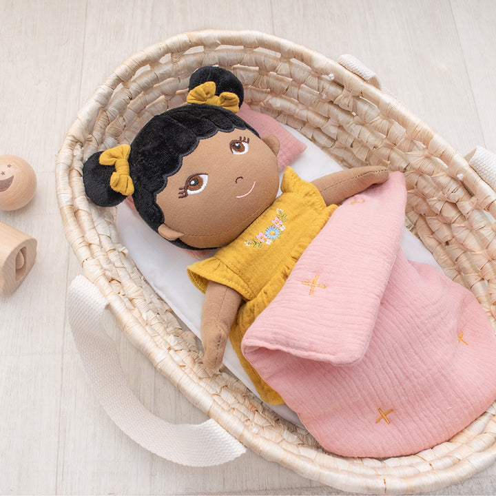 My First Doll Moses Basket and Bedding Set - Blush