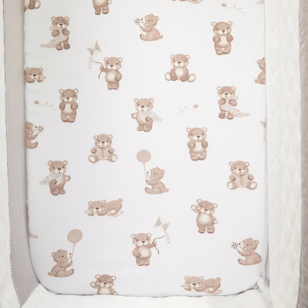 Bedside Bassinet/ Co Sleeper Fitted Sheets 2 Pack - Cuddly Bear