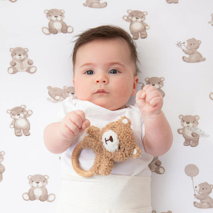 Bedside Bassinet/ Co Sleeper Fitted Sheets 2 Pack - Cuddly Bear