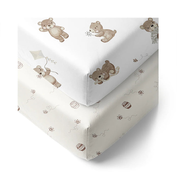 Cot Fitted Sheets 2 Pack - Cuddly Bear
