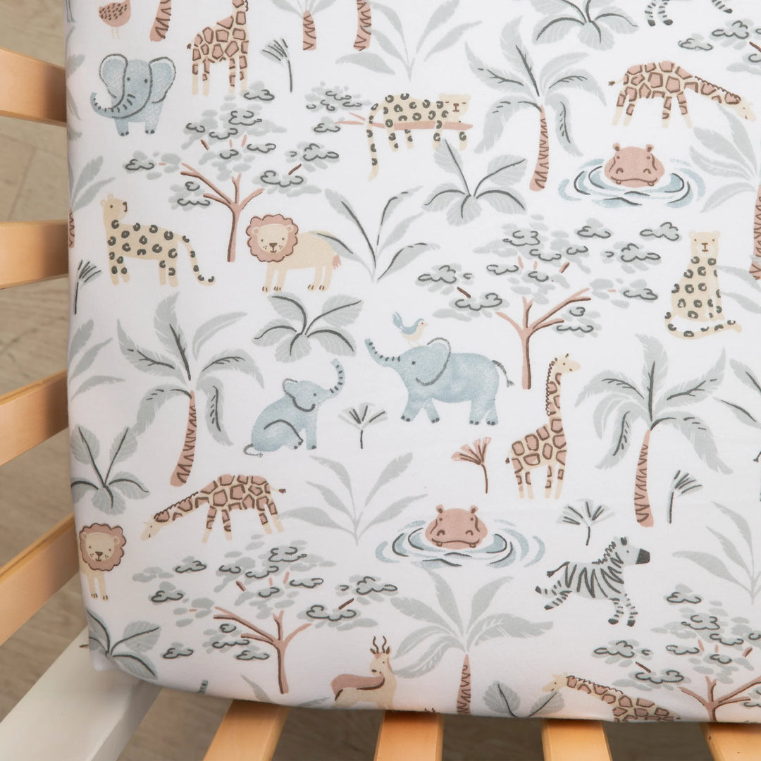 Organic Jersey Cot Fitted Sheets 2 Pack - Wild Safari