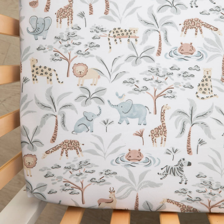 Organic Jersey Cot Fitted Sheets 2 Pack - Wild Safari