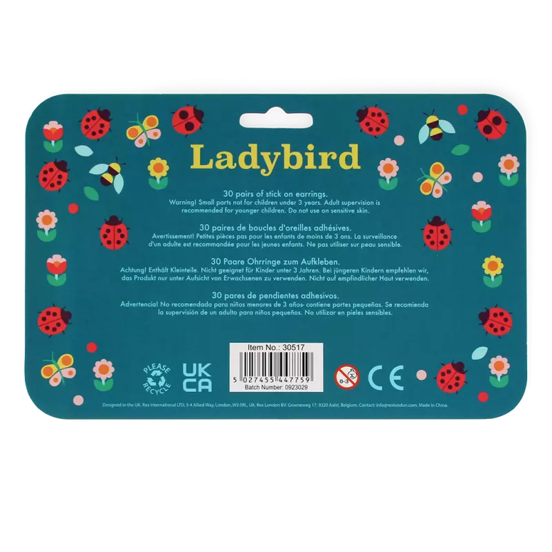 Kids Stick-On Earrings - Ladybirds