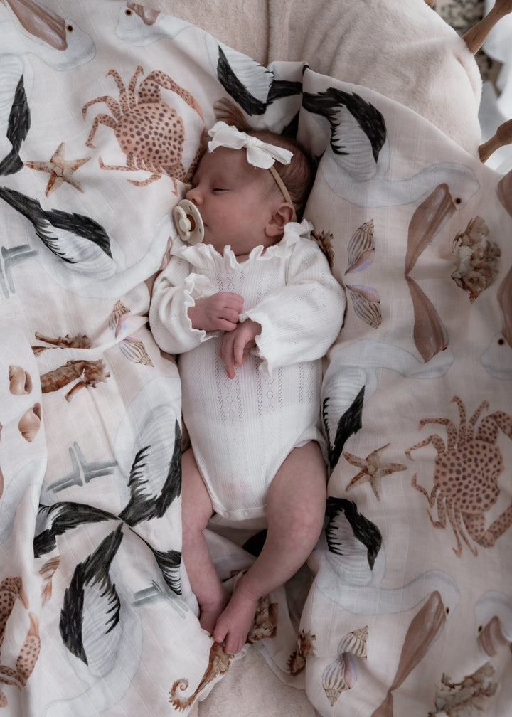 Pop Ya Tot Organic Muslin Swaddle - Barrier Reef