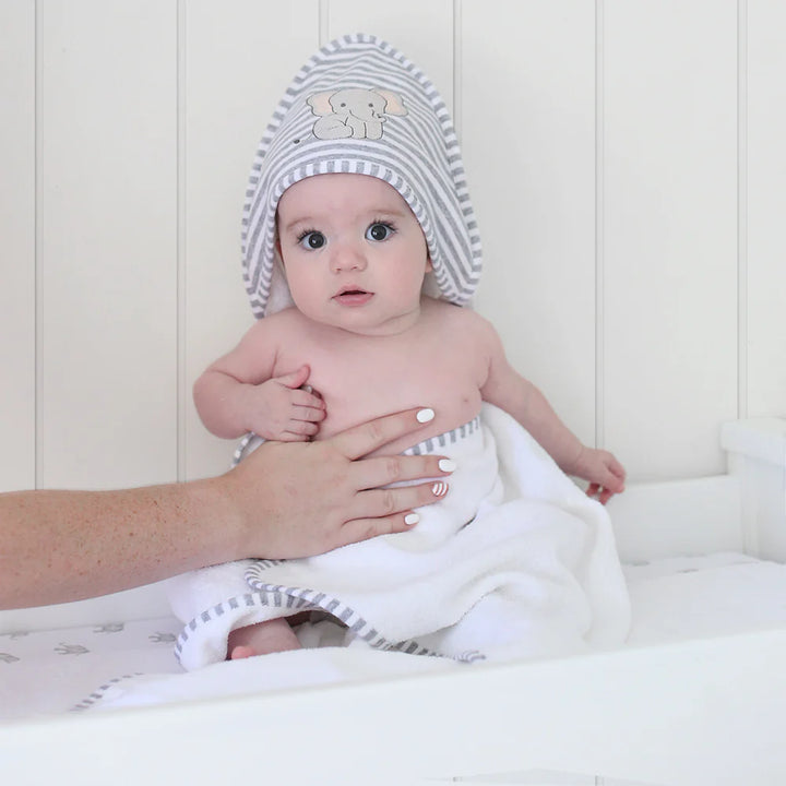 Cotton Hooded Towel - Watercolour Elephant