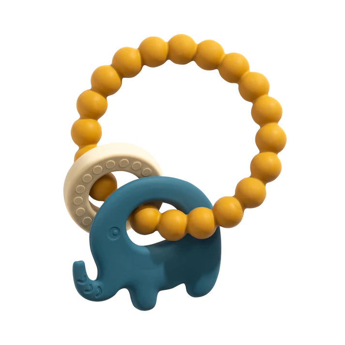 Silicone Elephant Teether - Steel Blue