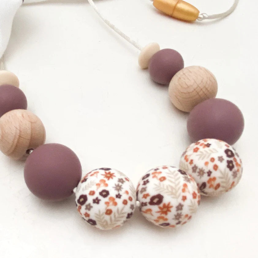Spring Bloom Silicone Necklace - Dusky Purple Floral
