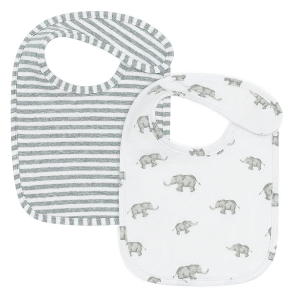 Cotton Jersey 2-pack Bibs - Watercolour Elephant