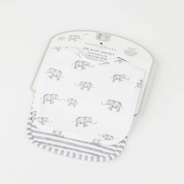 Cotton Jersey 2-pack Bibs - Watercolour Elephant