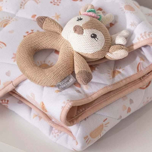 Cotton Knit Ring Rattle & Silicone Teether - Ava the Fawn