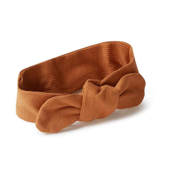 Snuggle Hunny Organic Ribbed Topknot Headband - Biscuit
