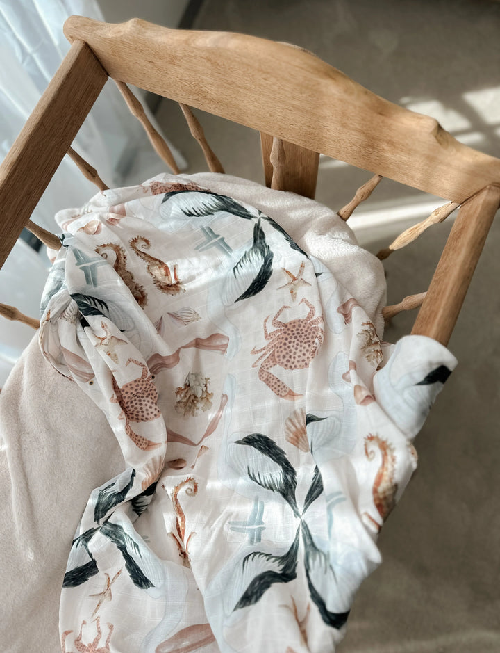 Pop Ya Tot Organic Muslin Swaddle - Barrier Reef