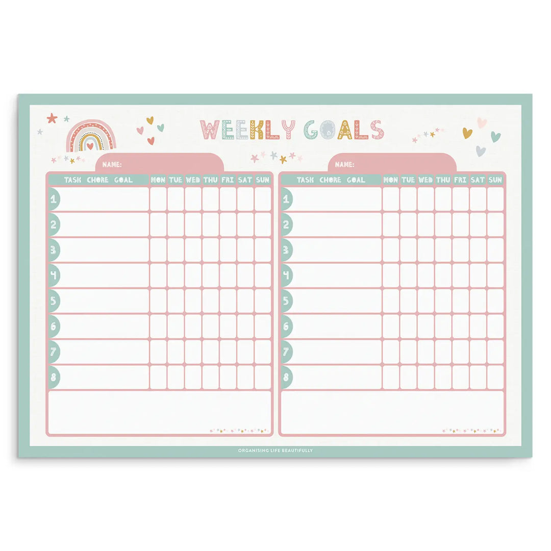 Kids Weekly Task Checklist Magnet | Chores/Goal/Task A3 Two Children