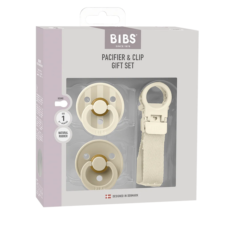 BIBS Colour Dummy & Loop Clip Gift Set - Ivory