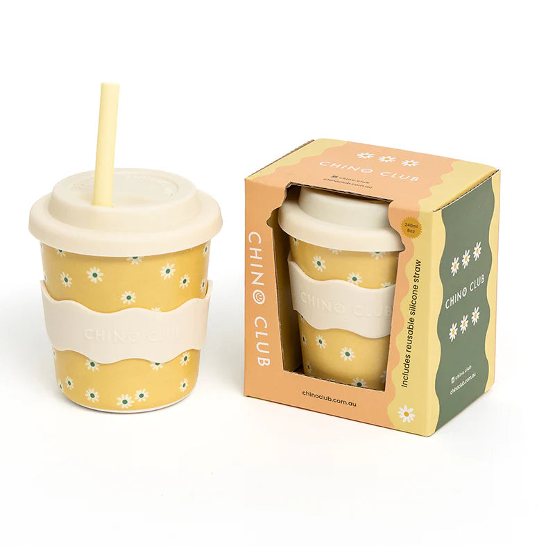 Yellow Daisy Kids Keep Cup 240ml + Straw
