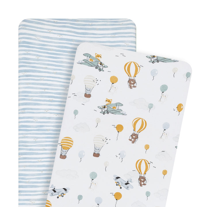 Bassinet Fitted Sheets 2 Pack - Up Up & Away