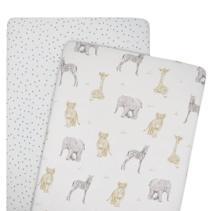 Bedside Bassinet/ Co Sleeper Fitted Sheets 2 Pack - Savanna Babies