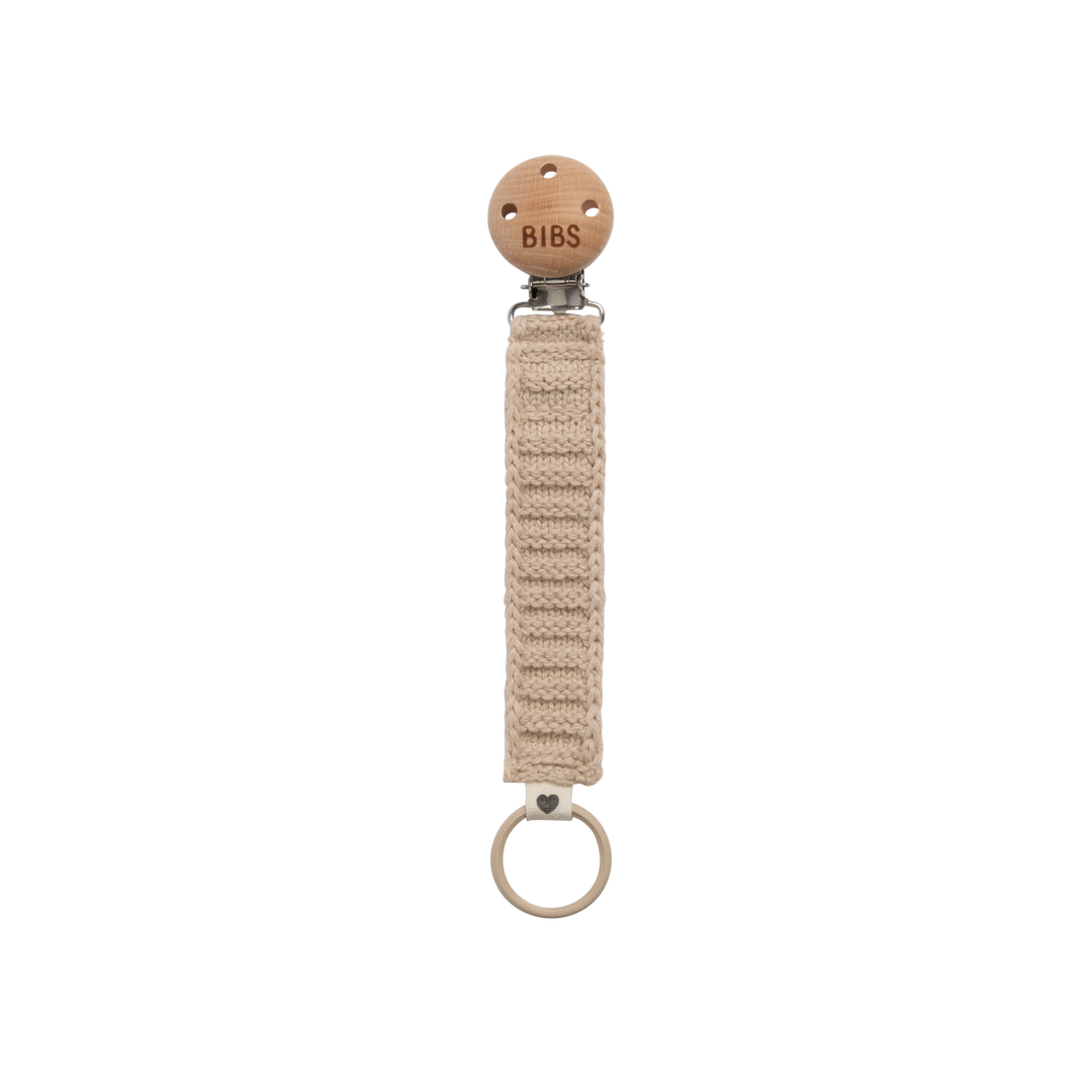 BIBS Cotton Knit Pacifier Clip | Vanilla
