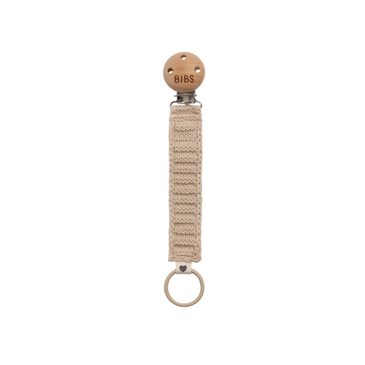 BIBS Cotton Knit Pacifier Clip | Vanilla