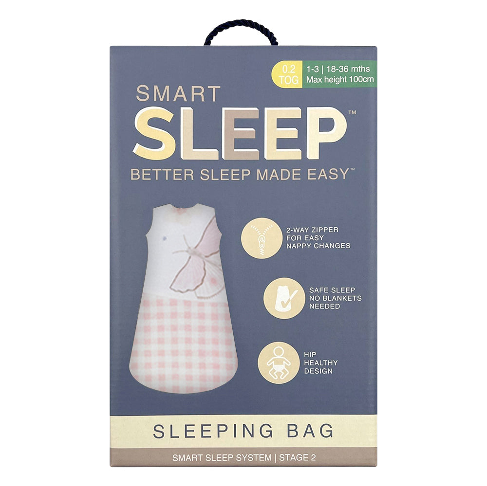 Smart Sleep Summer Sleeping Bag 0.2 TOG 18-36mths - Pink Butterflies