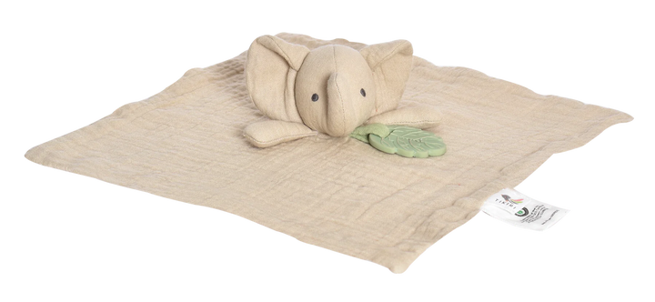 Tikiri Organic Comforter with Rubber Teether - Elephant