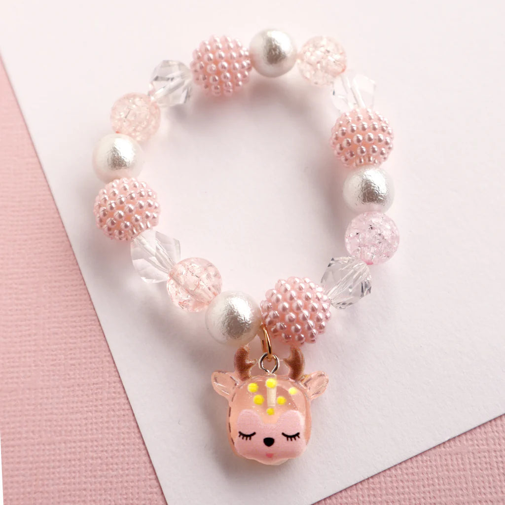 Mon Coco Christmas Stretch Bracelet - Pink Reindeer