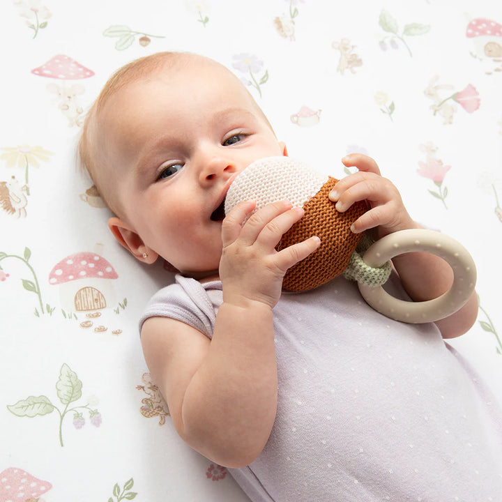 Whimsical Wonderland Acorn Teething Ring Rattle