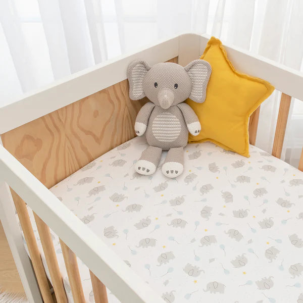 Cot Fitted Sheets 2 Pack - Mason Elephant & Blue