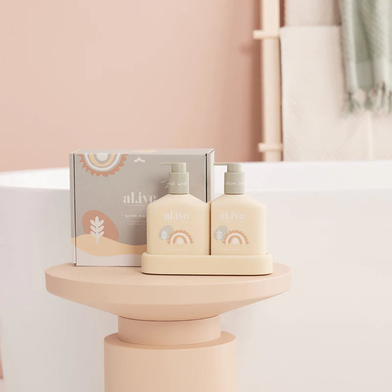 al.ive body Pear Baby Duo Wash & Body Lotion Tray Gift Set