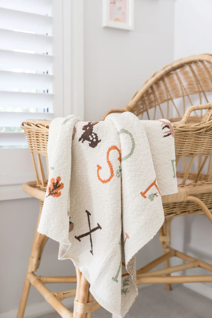 Alimrose Alphabet Baby Blanket Natural