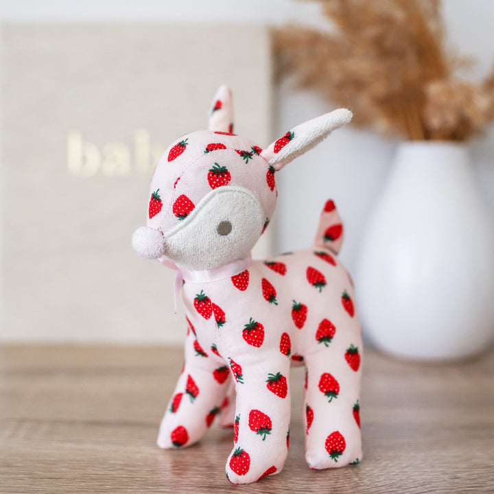 Alimrose Baby Deer Rattle Strawberry