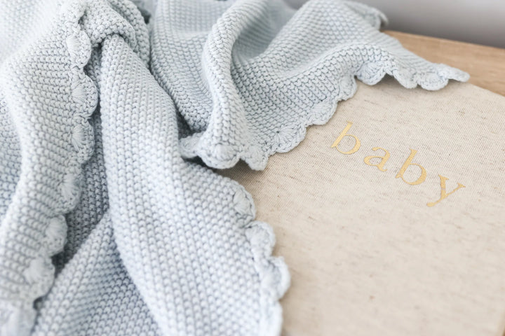 Alimrose Mini Moss Stitch Baby Blanket - Powder Blue