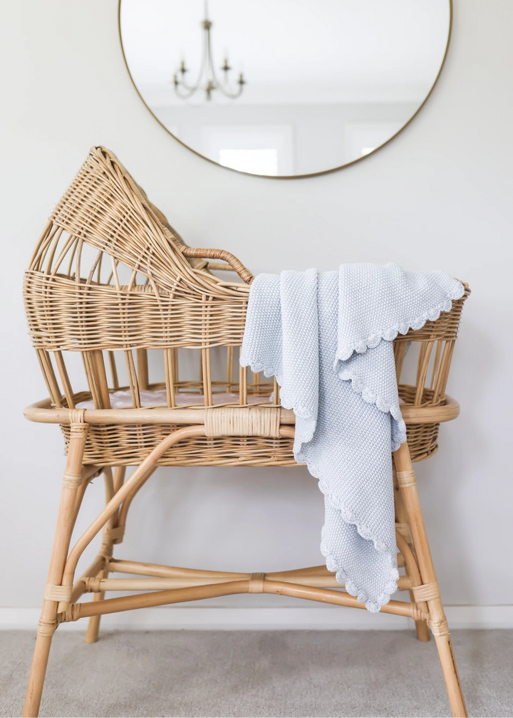 Alimrose Mini Moss Stitch Baby Blanket - Powder Blue