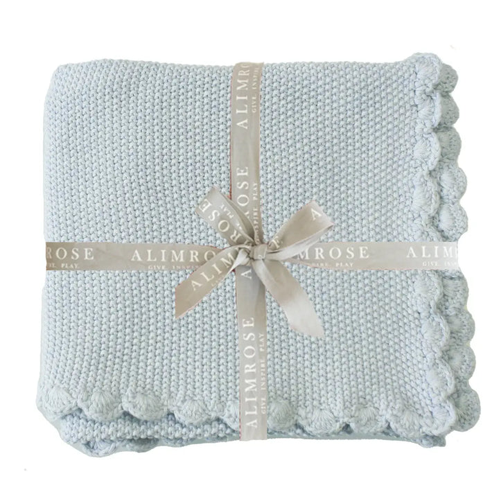 Alimrose Mini Moss Stitch Baby Blanket - Powder Blue