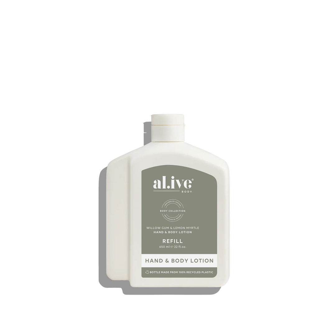 al.ive Hand & Body Lotion 650ml Refill - Willow Gum & Lemon Myrtle
