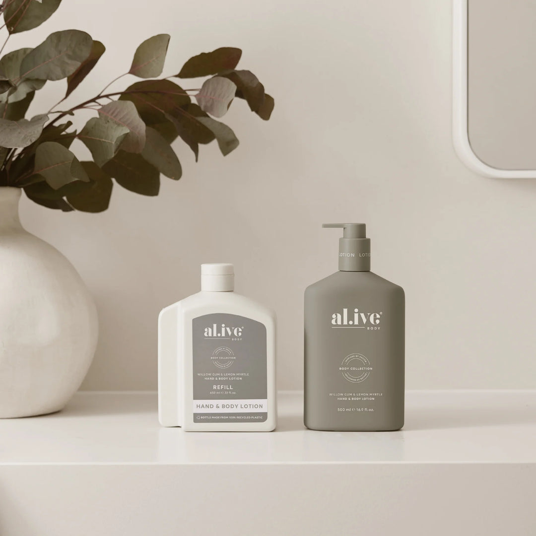 al.ive Hand & Body Lotion 650ml Refill - Willow Gum & Lemon Myrtle