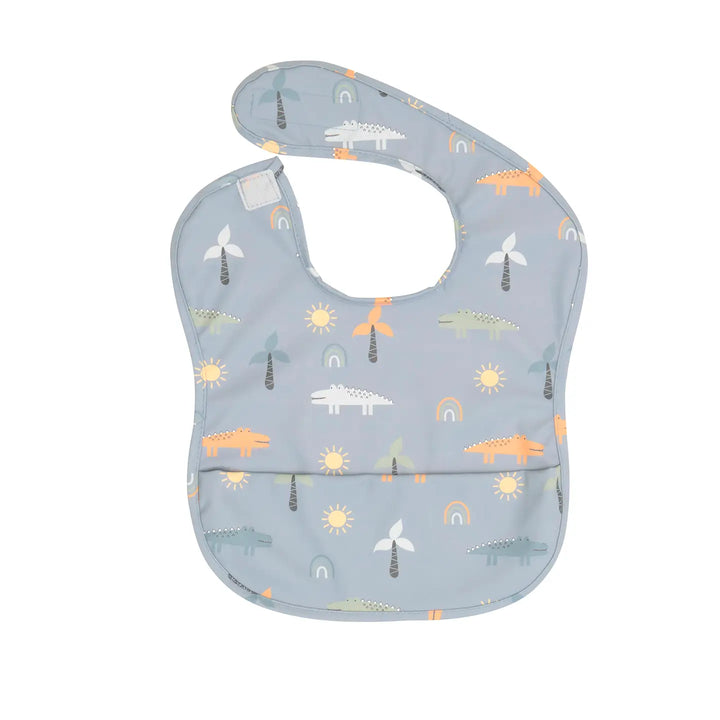 All4Ella Frills Waterproof Pouch Bib - Blue Crocodile