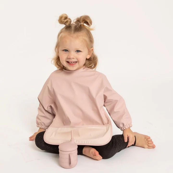 All4Ella Two-Tone Long Sleeve Waterproof Bib - Pink