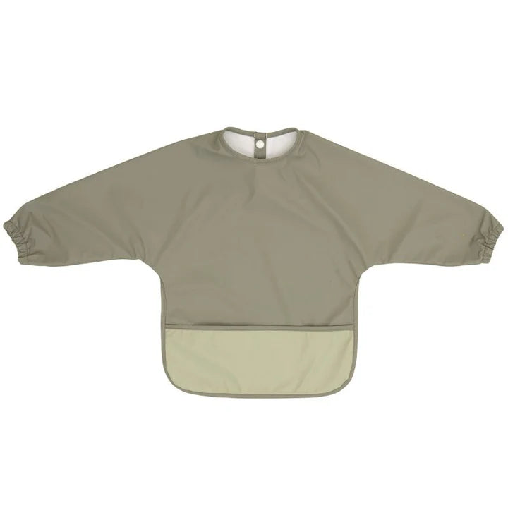 All4Ella Two-Tone Long Sleeve Waterproof Bib - Sage