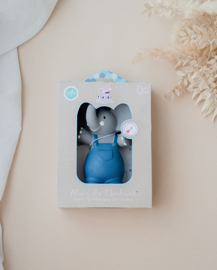 Alvin The Elephant All Rubber Squeaker Toy/Teether Gift Box