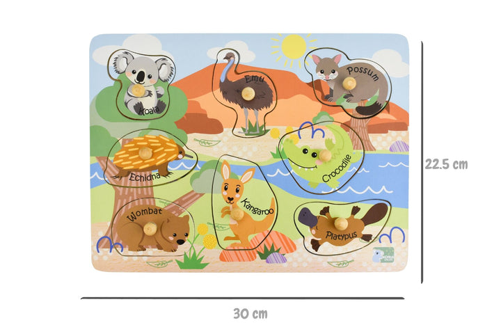 Aussie Animals and Babies Wooden Peg Puzzle