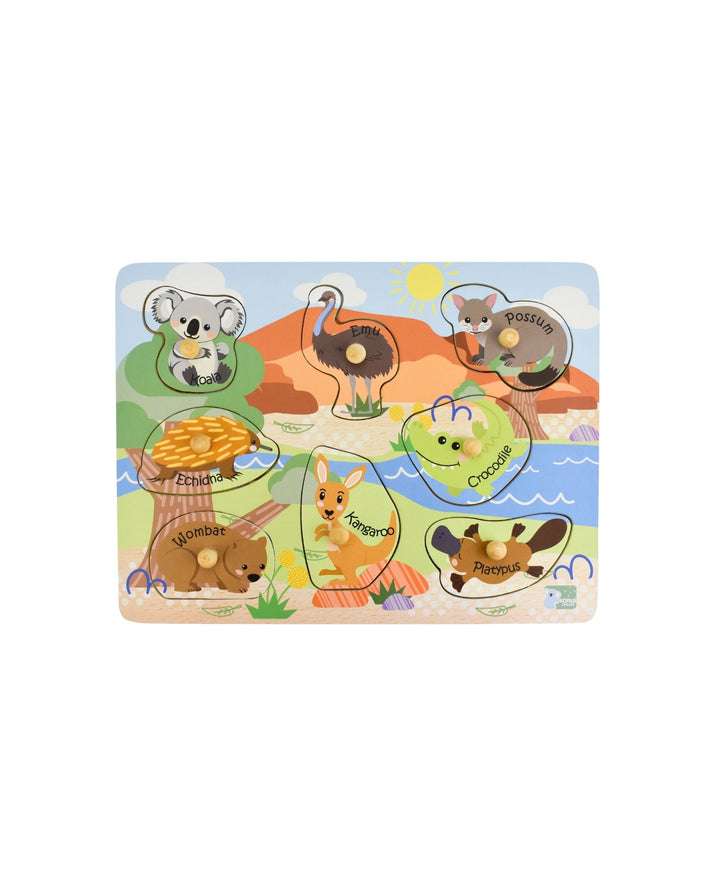 Aussie Animals and Babies Wooden Peg Puzzle