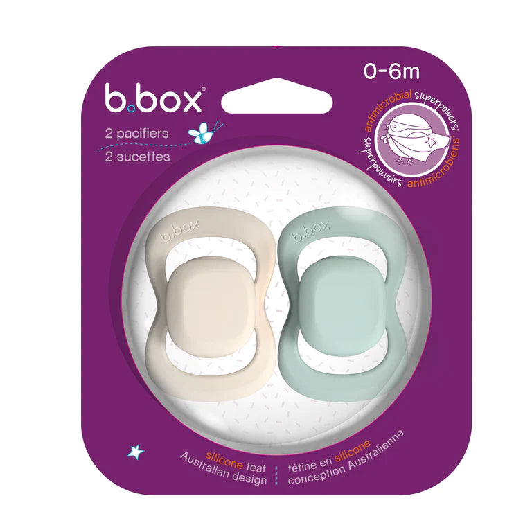 B.box Dummies Twin Pack Symmetrical Silicone Teat - Assorted