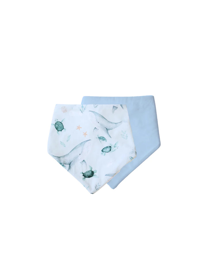 Bambella Bandana Bibs 2 Pack | Turtle Bay & Sky Blue