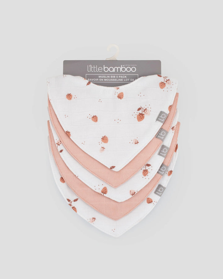 Little Bamboo Baby Muslin Bib 5 Pack - Dusty Rose