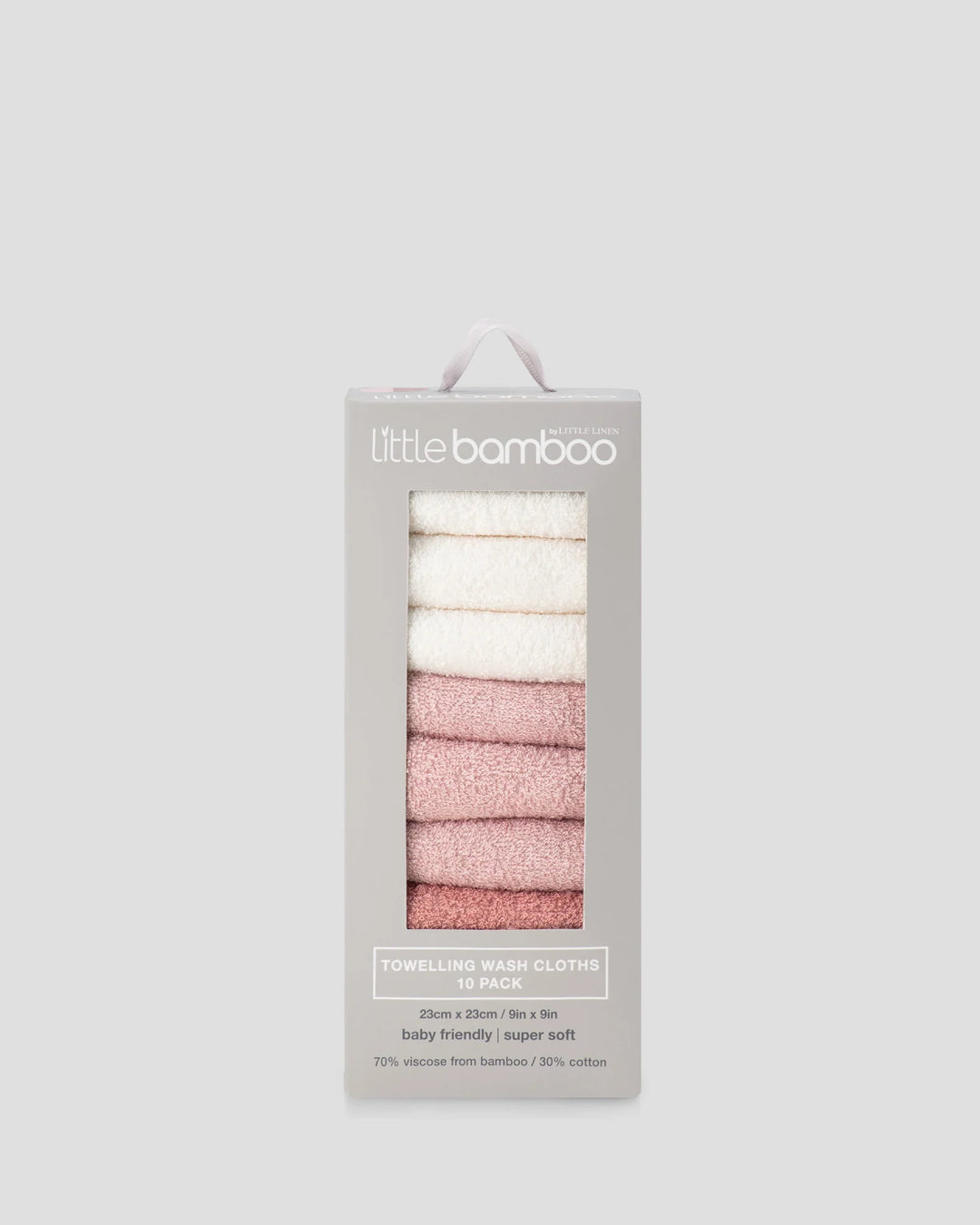 Little Bamboo Baby Towelling Washer 10 Pack - Dusty Rose