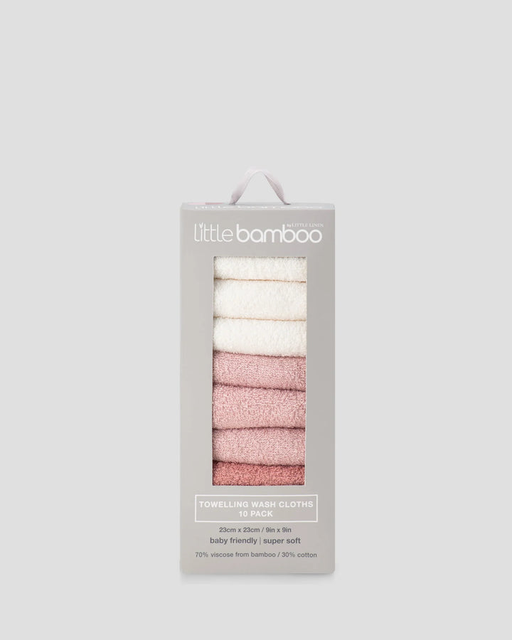 Little Bamboo Baby Towelling Washer 10 Pack - Dusty Rose
